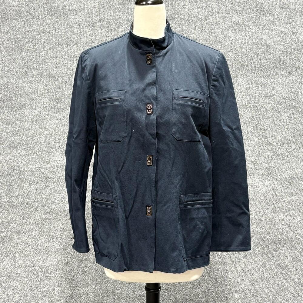 Vintage Lauren Ralph Lauren Jacket Womens 16 Blue Toggle Buckle Hong Kong 90s